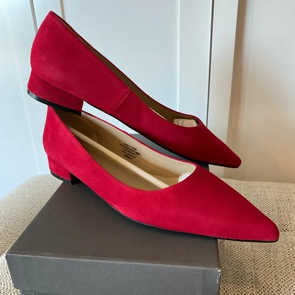 NWB Madeleine Red Suede Heels Size 9 1/2 - Picture 1 of 10